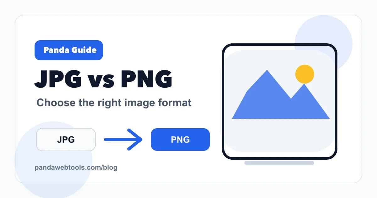 JPG vs PNG: Which Image Format Should You Use? educational hero image from Panda Web Tools.